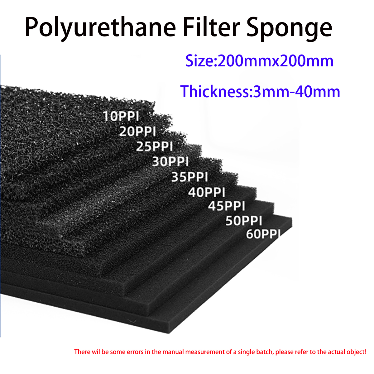 Polyurethane Foam Sheet - 200x200mm Spons Filter Tahan Debu dan
