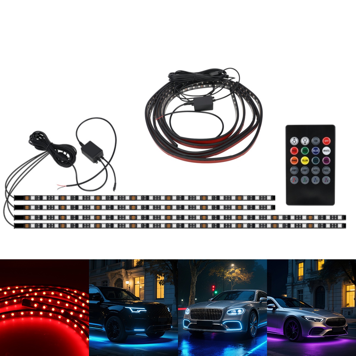 Rgb Underglow Strip - Lampu Chassis Mobil RGB 90+120CM, Strip