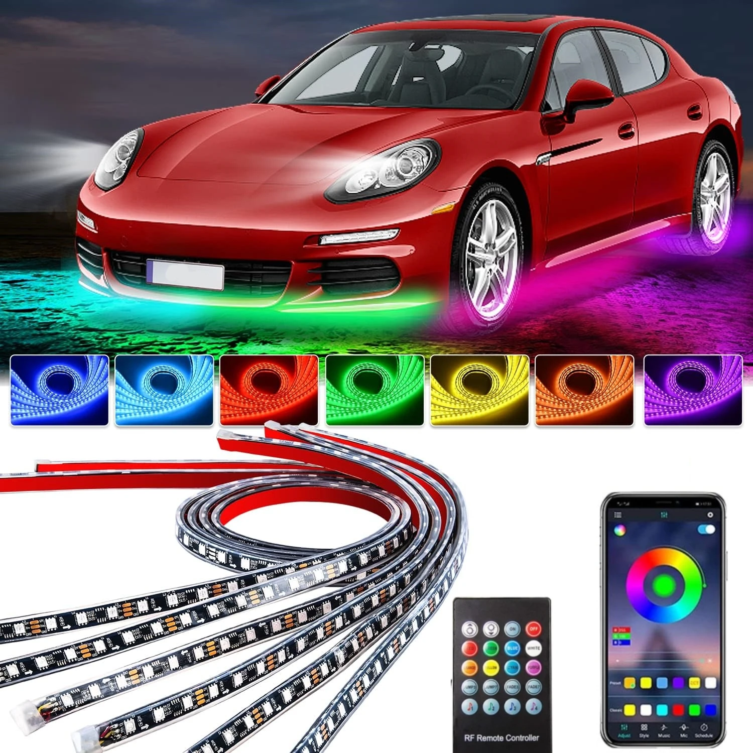 Rgb Underglow Strip - Lampu bawah mobil, cahaya Neon LED