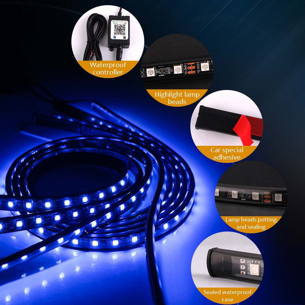 Lampu LED mobil, lampu suasana - Rgb Underglow Strip ulasan dan harga
