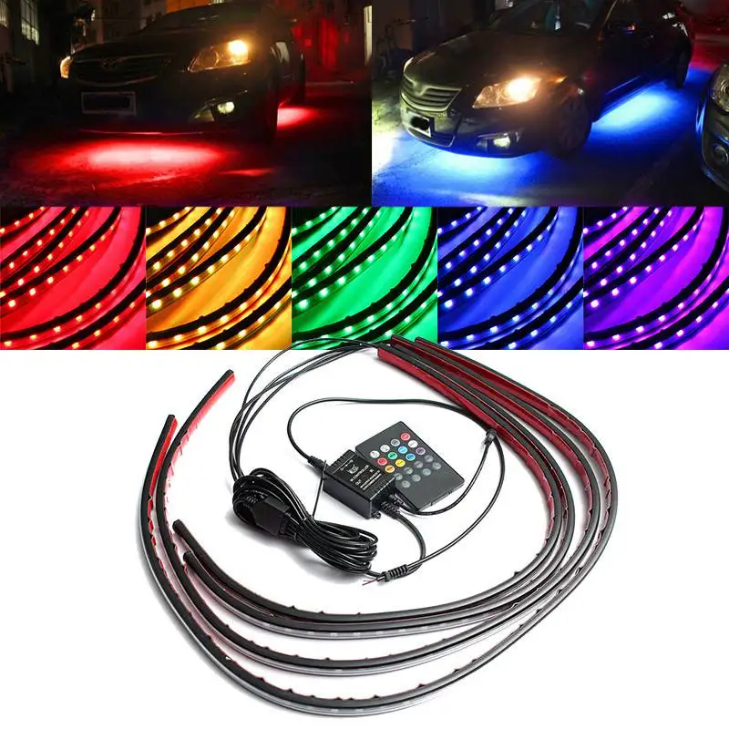 4x Tahan Air RGB 5050 SMD Stri - Rgb Underglow Strip ulasan dan harga